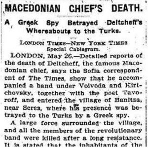 Greek spy betrayed Delchev - New York Times